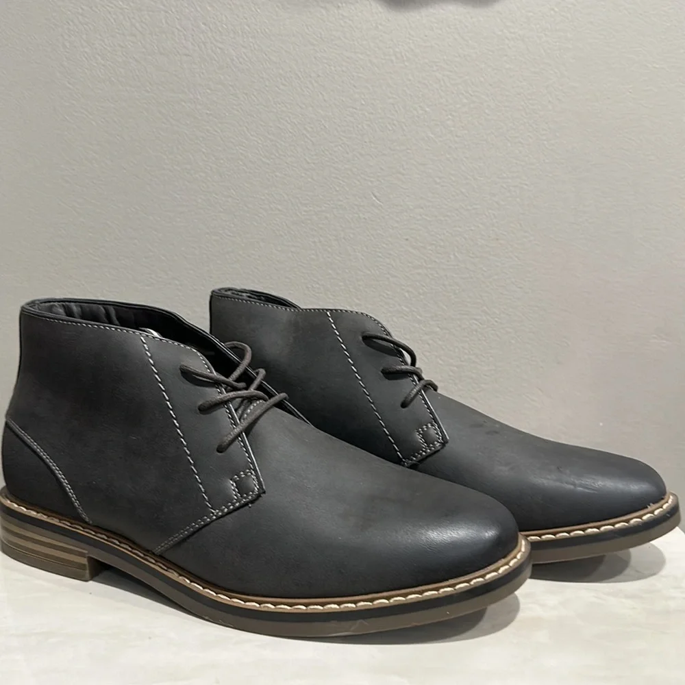 R2 Faux Gray Leather Men’s Chukka Lace Up Boots Size 8 - Picture 9 of 10